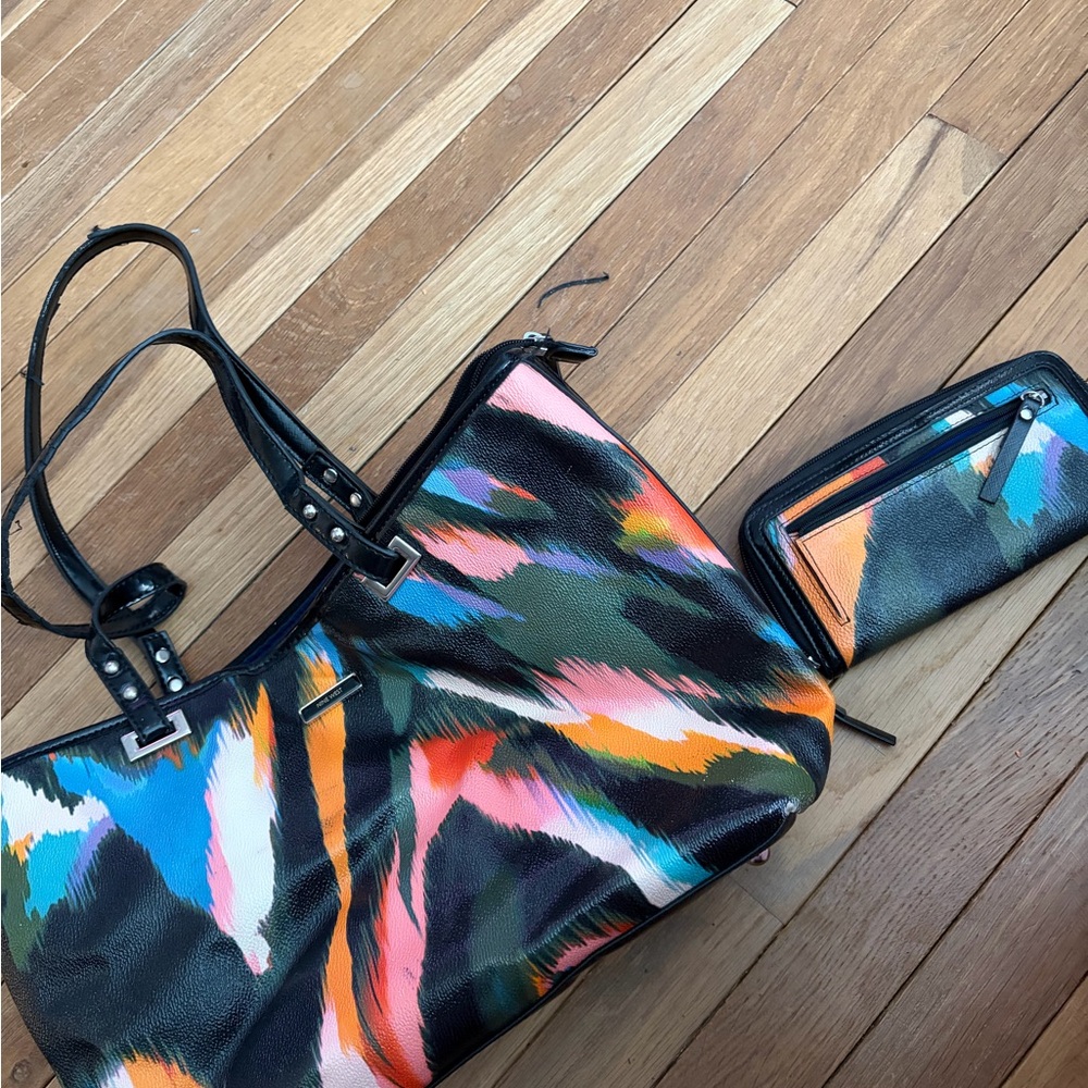 Nine West Multicolor Tote and Wallet Set